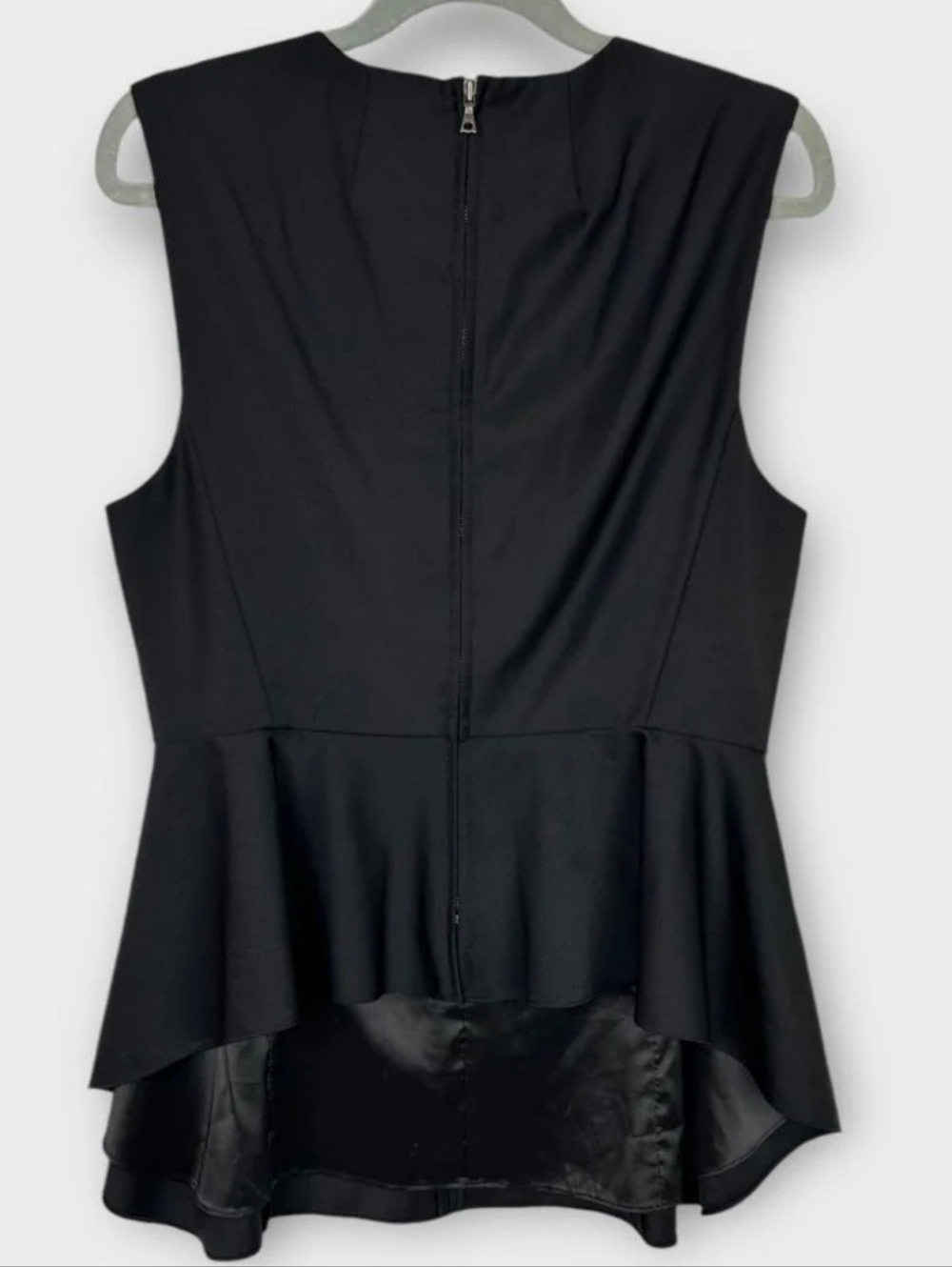 Theory Kalsing ADM Crepe Peplum Top Black Sleeveless Medium Structured Flare - Picture 5 of 13